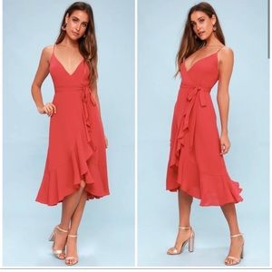 Lulus Manhattan Moment Wrap Midi Dress